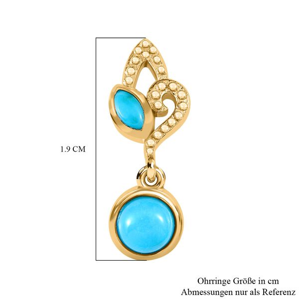 Amerikanische, natürliche Sleeping Beauty Türkis Ohrringe 925 Silber vergoldet ca. 1.18 ct image number 5