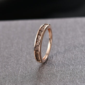 Half Eternity Ring mit Champagner Diamantakzenten, 925 Silber 750 ros&eacute;vergoldet