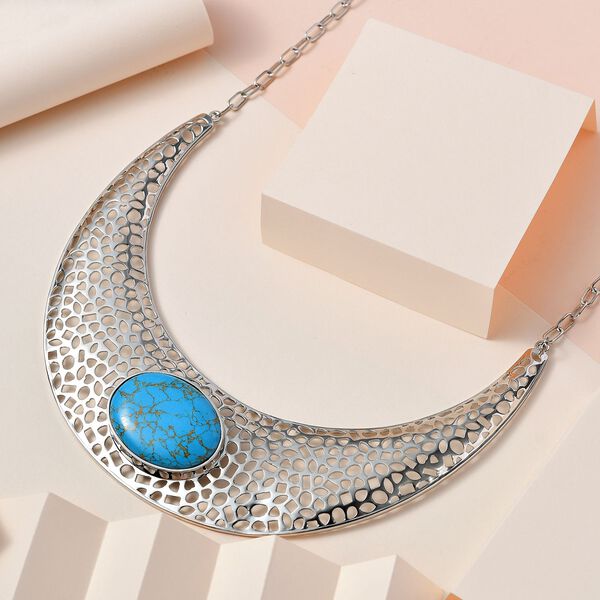 Blaue Türkis-Halskette, 45 cm - 59,36 ct. image number 3