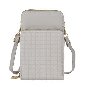 Designer-Umhängetasche mit Kartenfächern und RFID-Schutz und verstellbarem Riemen, 18 x 11 x 8 cm, Hellgrau