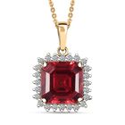 AAA Lab Grown Padparadscha Saphir, Lab Grown Diamant Schmuckset 417 Gold, 417 Gold Gelbes Gold ca. 6,51 ct.
