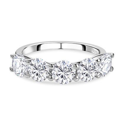 Moissanit Ring, 925 Silber platiniert (Größe 19.00) ca. 2.00 ct