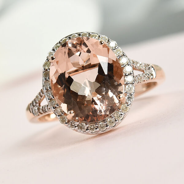 AAA Morganit und Diamant-Ring, 585 Ros&eacute;gold  ca. 4,82 ct image number 2