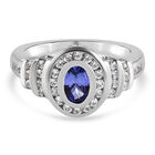 AAA Tansanit und Zirkon-Ring, 925 Silber platiniert  ca. 1,18 ct image number 0