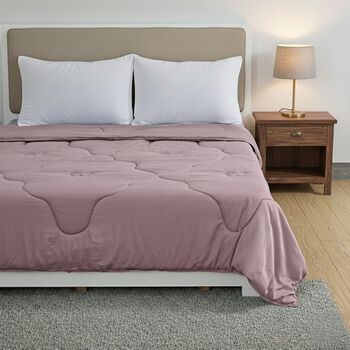 SERENITY NIGHT Winter-Steppdecke aus Bambusfaser, 100% Maulbeerseidenf&uuml;llung, 1000g Seide, Lila