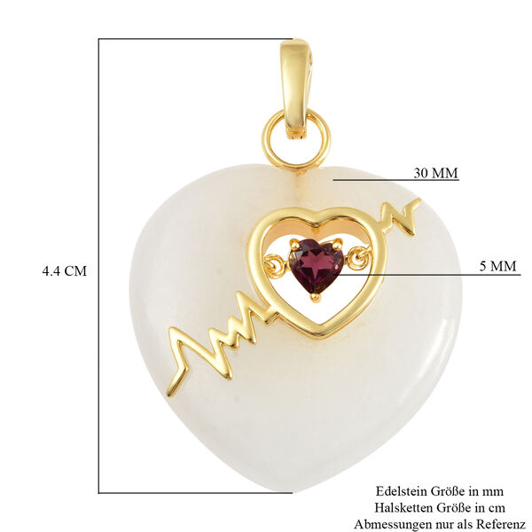 Weißer Jade und Rhodolith Granat Herz-Anhänger, 925 Silber vergoldet ca. 39,31 ct image number 4