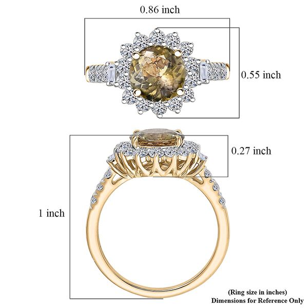 LUXURIANT AAA nat&uuml;rlicher goldener Tansanit und Labor Diamant Ring in 417 Gold - 2,95 ct. image number 5