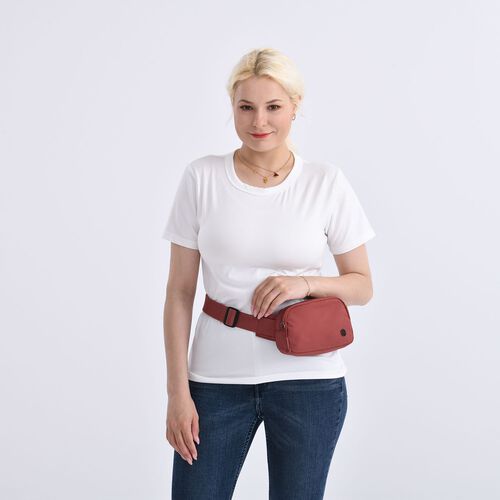 "lifestyle-Color:Brick red size/Profile:Nylon Crossbody Bag wall(exterior):Nylon  Lining(interior):Polyster Pockets(exterior):zipped-1;Pockets(interior): zipped-1. Measurement(inch):19*12*6cm  strap:108cm " image number 1