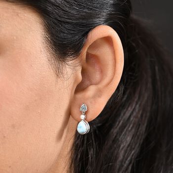 D'Joy AA Larimar, himmelblaue Topas und S&uuml;&szlig;wasser Perle Ohrringe