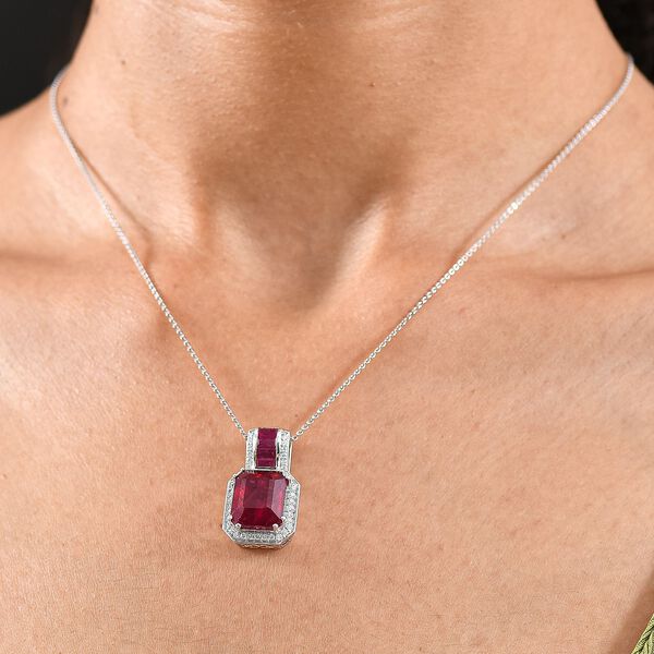 D'Joy AA Afrikanischer Rubin und Moissanit Anh&auml;nger mit 50cm Kette - 10,08 ct. image number 3