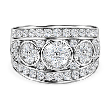 LUSTRO STELLA - Wei&szlig;er Zirkonia Ring, 925 Silber platiniert (Gr&ouml;&szlig;e 17.00) ca. 3,07 ct