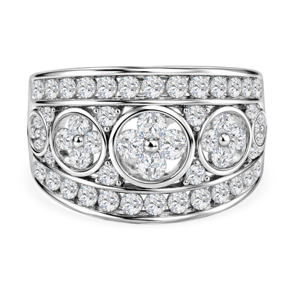 LUSTRO STELLA - Wei&szlig;er Zirkonia Ring, 925 Silber platiniert (Gr&ouml;&szlig;e 17.00) ca. 3,07 ct
