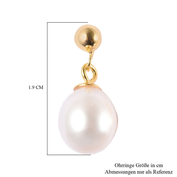 Wei&szlig;e S&uuml;&szlig;wasserzucht Perle Ohrh&auml;nger 925 Silber Gelbgold-&Uuml;berzug&nbsp; image number 5