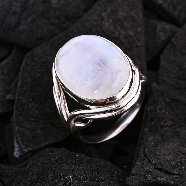 Royal Bali Kollektion- Regenbogen Mondstein Ring - 21,21 ct. image number 1