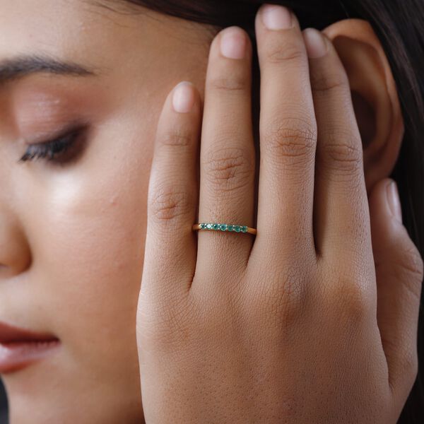 Kolumbianischer Smaragd Ring, 925 Silber vergoldet (Gr&ouml;&szlig;e 17.00) ca. 0.25 ct image number 3