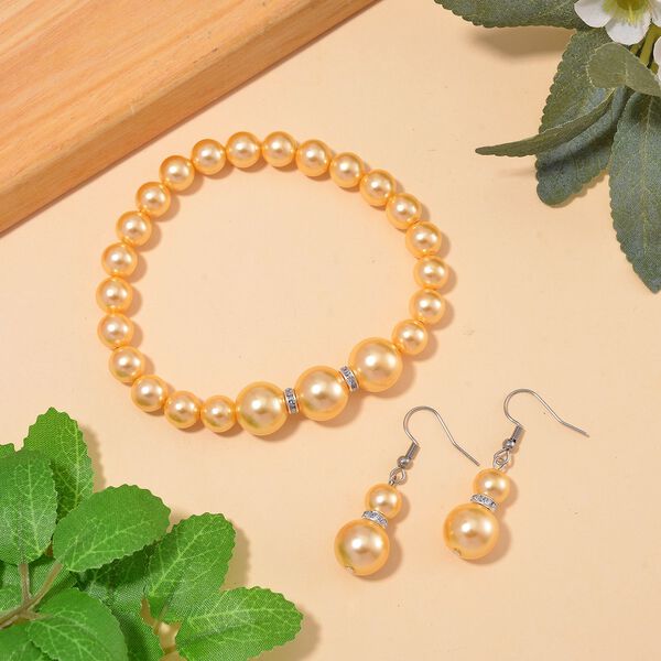 Goldenes Muschelkernperle Schmuckset image number 2