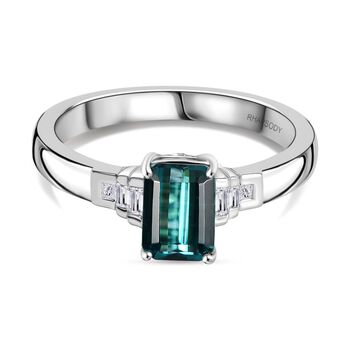 RHAPSODY - AAAA Pirineu Lagunen Turmalin, Wei&szlig;er Diamant SGL zertifiziert Ring 950 Platin (Gr&ouml;&szlig;e 20.00) ca. 1.19 ct