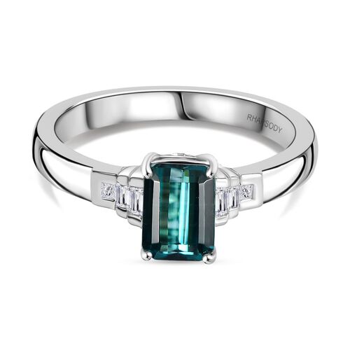 RHAPSODY - AAAA Pirineu Lagunen Turmalin, Weißer Diamant SGL zertifiziert Ring 950 Platin (Größe 20.00) ca. 1.19 ct image number 0