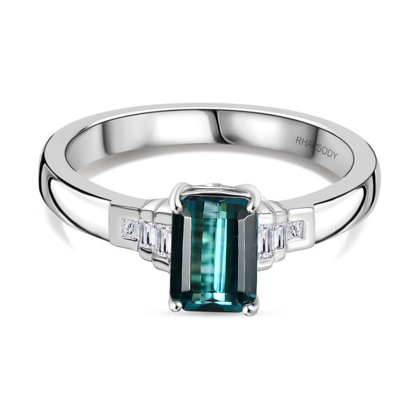 RHAPSODY - AAAA Pirineu Lagunen Turmalin, Wei&szlig;er Diamant SGL zertifiziert Ring 950 Platin (Gr&ouml;&szlig;e 20.00) ca. 1.19 ct