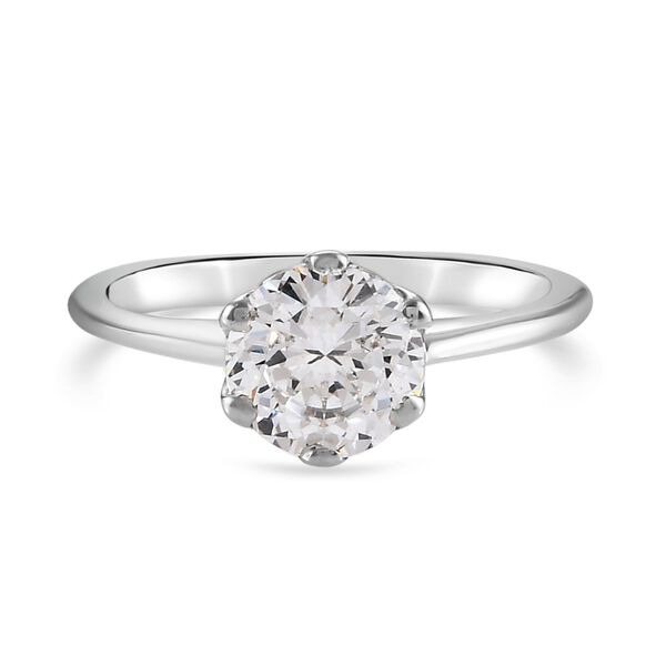 LUSTRO STELLA Hergestellt mit ZIRKONIA Solit&auml;r-Ring 925 Silber Platin-&Uuml;berzug