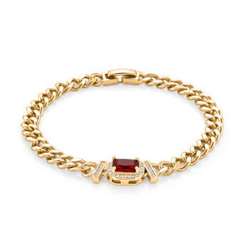 Roter Zirkonia, Wei&szlig;er Zirkonia Armband ca. 19 cm Nickelfreies Messing vergoldet