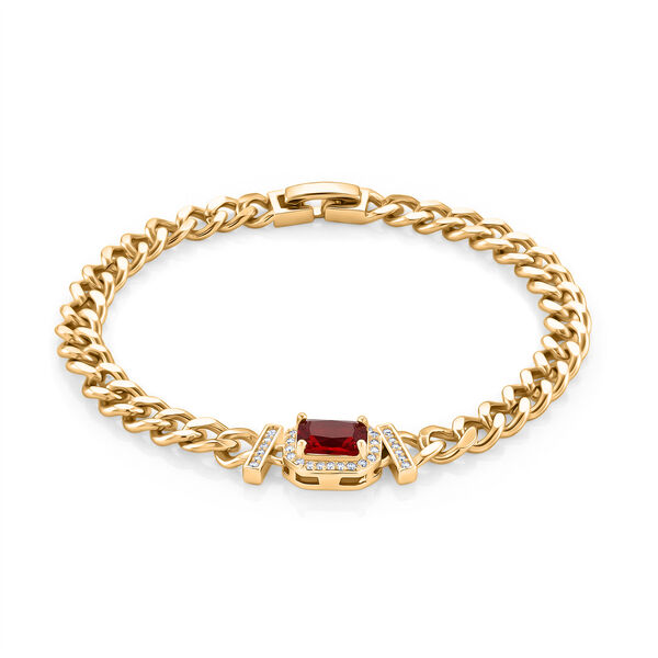 Roter Zirkonia, Wei&szlig;er Zirkonia Armband ca. 19 cm Nickelfreies Messing vergoldet