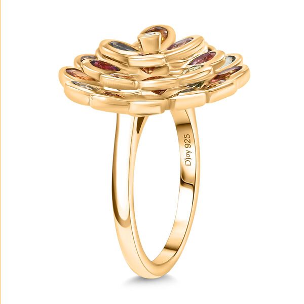D'Joy AA Blauer Saphir, Mehrfarbiger Saphir Ring, 925 Silber 750 Gelbgold Vermeil (Größe 21.00) ca. 3.44 ct image number 5