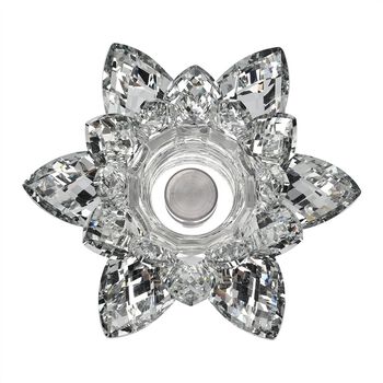 Kristallklare Lotusblume Kerzenhalter mit Drehsockel, transparent