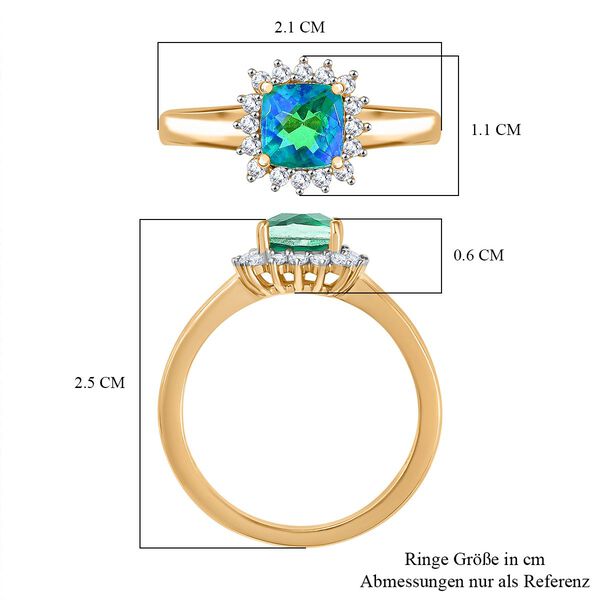 Pfau Triplett Quarz und Zirkon Ring, 925 Silber 750 vergoldet - 1,42 ct. image number 6