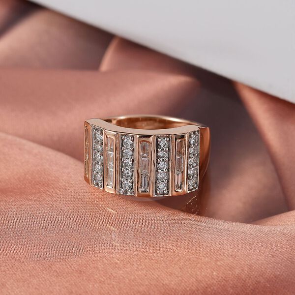 LUXURIANT SGL zertifizierter SI-GH Labor Diamant Ring, 925 Silber rhodiniert und 750 Ros&eacute;gold Vermeil - 1 ct. image number 1