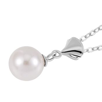 Wei&szlig;e Muschelkernperle Anh&auml;nger mit 50cm Kette - 3,80 ct.