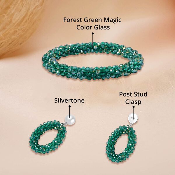 Dunkelgrünes Glasperlen-Schmuckset image number 4