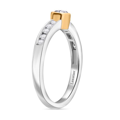 LUXURIANT DIAMOND - Lab Grown Diamant SI Ring 925 Silber Rhodiniert und 750 Gelbgold Vermeil (Größe 18.00) ca. 0.50 ct image number 3