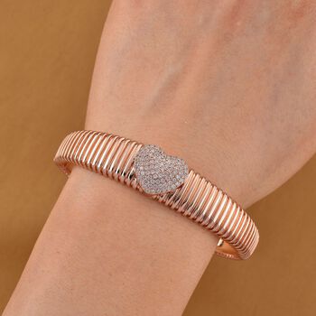 Wei&szlig;er Zirkonia Armreif ca. 19 cm Nickelfreies Messing, Ros&eacute;farben