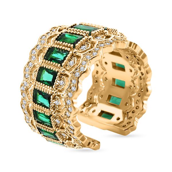 Weißer Zirkonia, Neongrüner Kristall Ringe Reines Messing ca. (Größe 18.00-20.00) image number 3