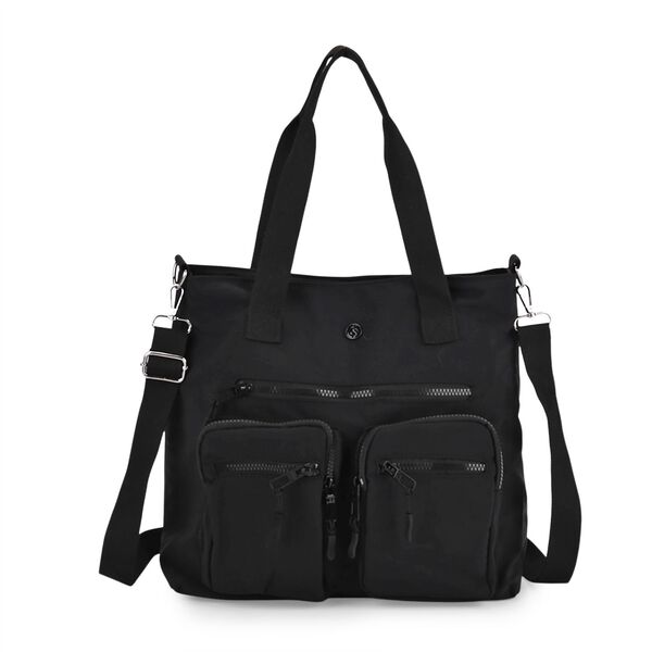 Crossbody-Schultertasche mit Mehrfachf&auml;chern, 31x30x14cm, Schwarz