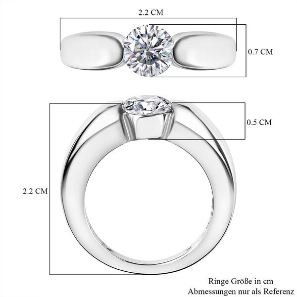 Moissanit Ring, 925 Silber  platiniert  - 0,94 ct. image number 5