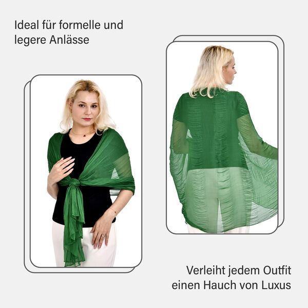 LA MAREY – 100% Maulbeer-Seidenschal Chiffon, 60x170cm, grün image number 5