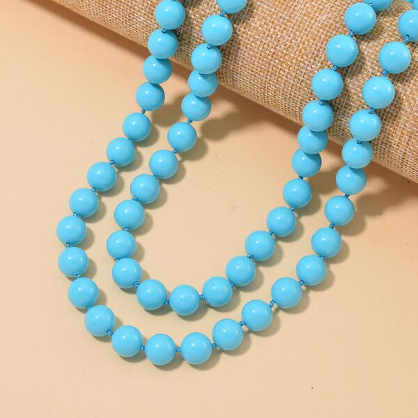 Sleeping Beauty türkisfarbene Muschelkernperlen Halskette, 100 cm image number 2