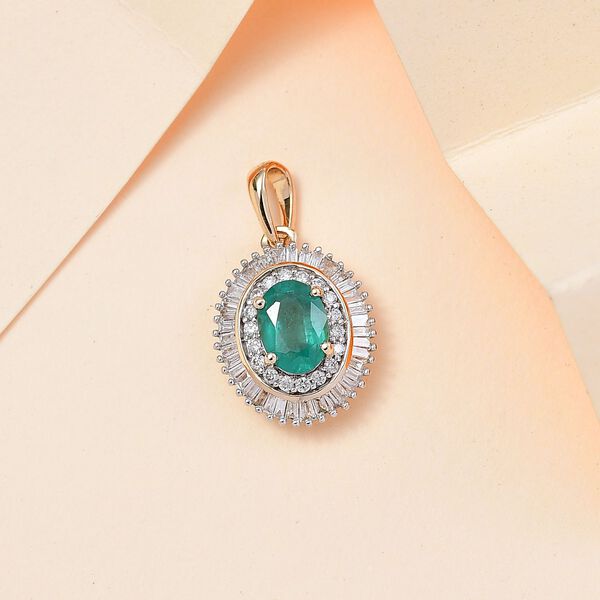 AAA Smaragd und Diamant Anh&auml;nger in 585 Gold - 1,09 ct. image number 8