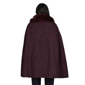 TAMSY - Kunstfell Cape, Einheitsgröße Burgunderrot