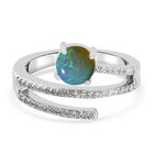 Natürlicher Äthiopischer Opal und Zirkon Ring 925 Silber platiniert (Größe 20.00) ca. 0,89 ct image number 0