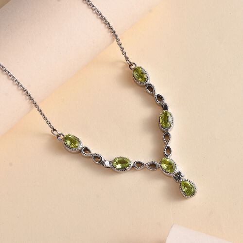 Natürliche Peridot Halskette, ca. 45 cm Edelstahl ca. 2.80 ct image number 1