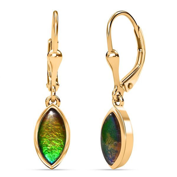 Ammolit Ohrringe 925 Silber 750 Gelbgold Vermeil ca. 2,29 ct.