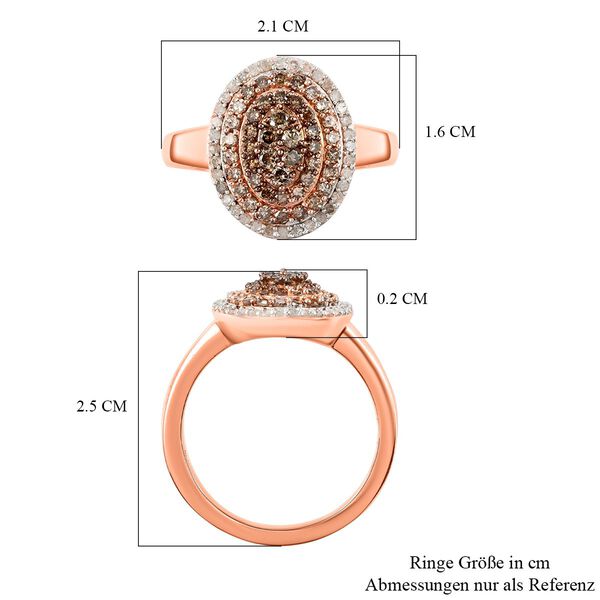 Nat&uuml;rlicher Champagner Diamant-Ring, 925 Silber Ros&eacute;gold Vermeil  ca. 0,75 ct image number 6