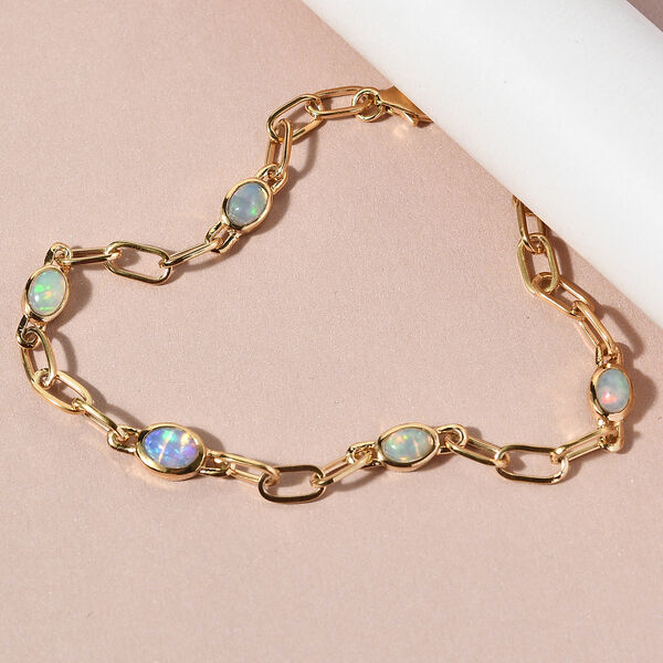 Nat&uuml;rlicher &Auml;thiopischer Opal Armband ca. 19 cm 925 Silber vergoldet ca. 2,04 ct image number 2