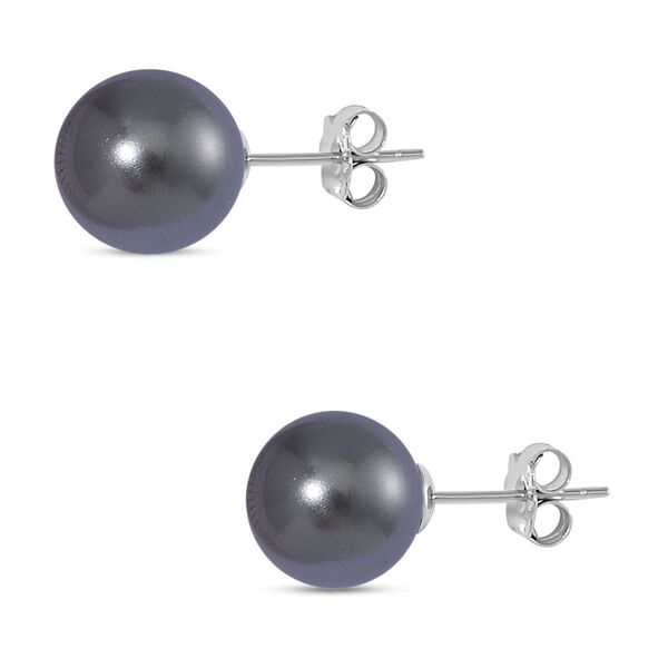 Graue Muschelkernperle Ohrringe, (9-11mm), 925 Silber rhodiniert image number 4