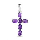 Afrikanischer Amethyst Kreuz-Anhänger, 925 Silber ca. 2.70 ct