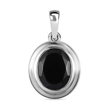 Schwarzer Spinell Anh&auml;nger, Messing platiniert ca. 3.57 ct