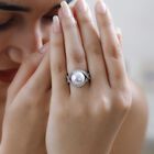 GP Regina Kollektion - Weiße Perle, Kanchanaburi Blauer Saphir Ring, 925 Silber platiniert (Größe 17.00) ca. 10.25 ct image number 2